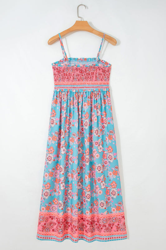 Boho Floral Spaghetti Strap Vacation Maxi Dress