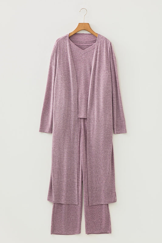 Duster Cardigan T-Shirt & Pants Lounge Set