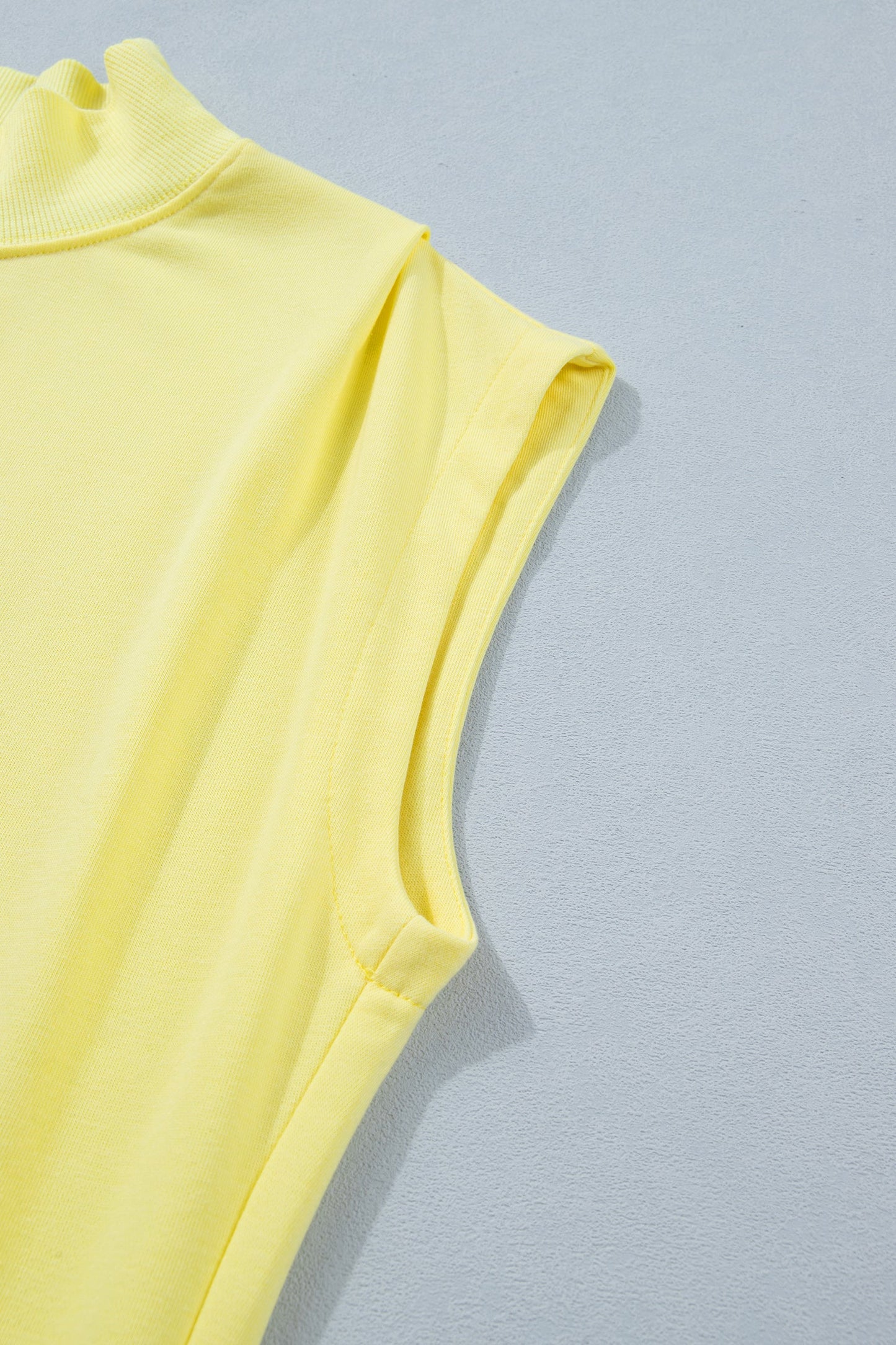 Solid Mock Neck Cap Sleeve Oversized Top