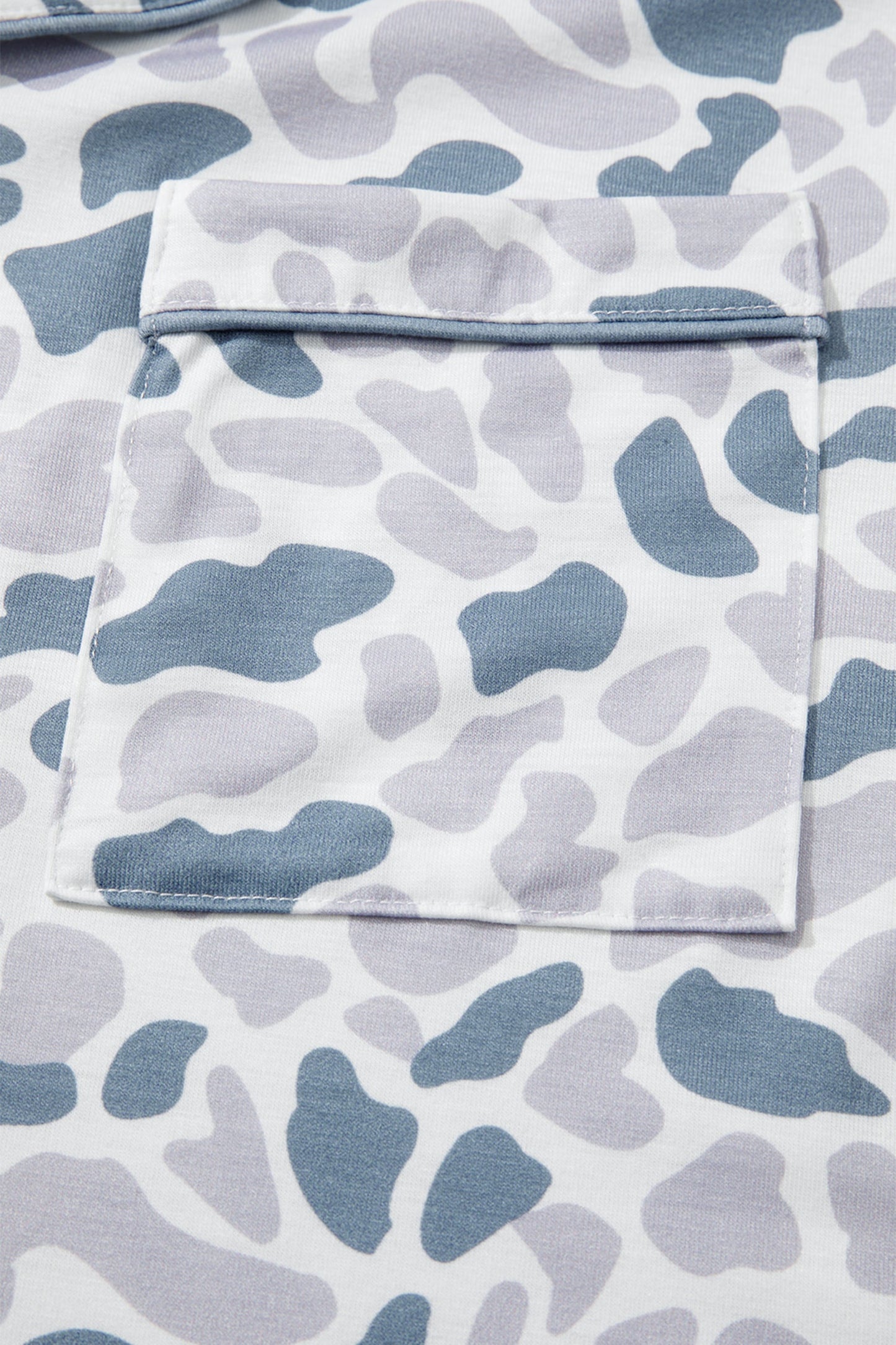 Camo Lapel Shirt & Drawstring Shorts Pajama Set