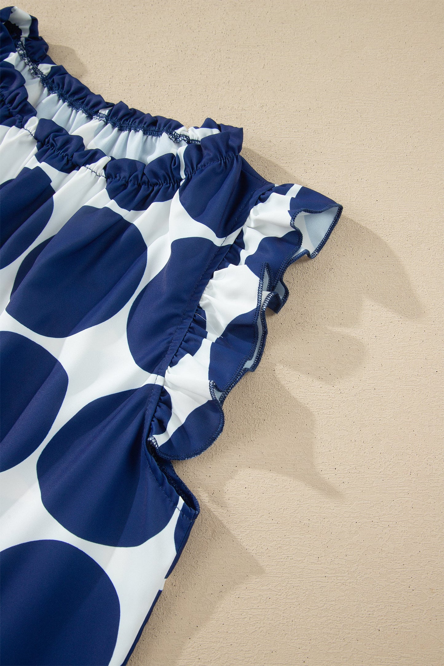 Polka Dot Frilled Round Neck Tank Top
