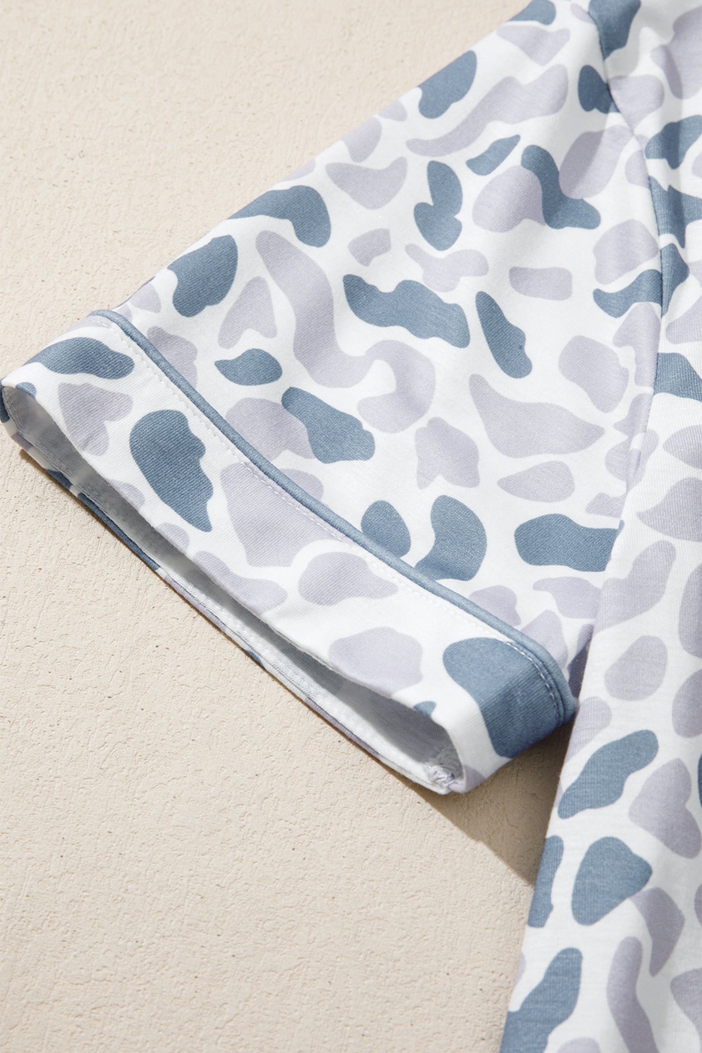 Camo Lapel Shirt & Drawstring Shorts Pajama Set