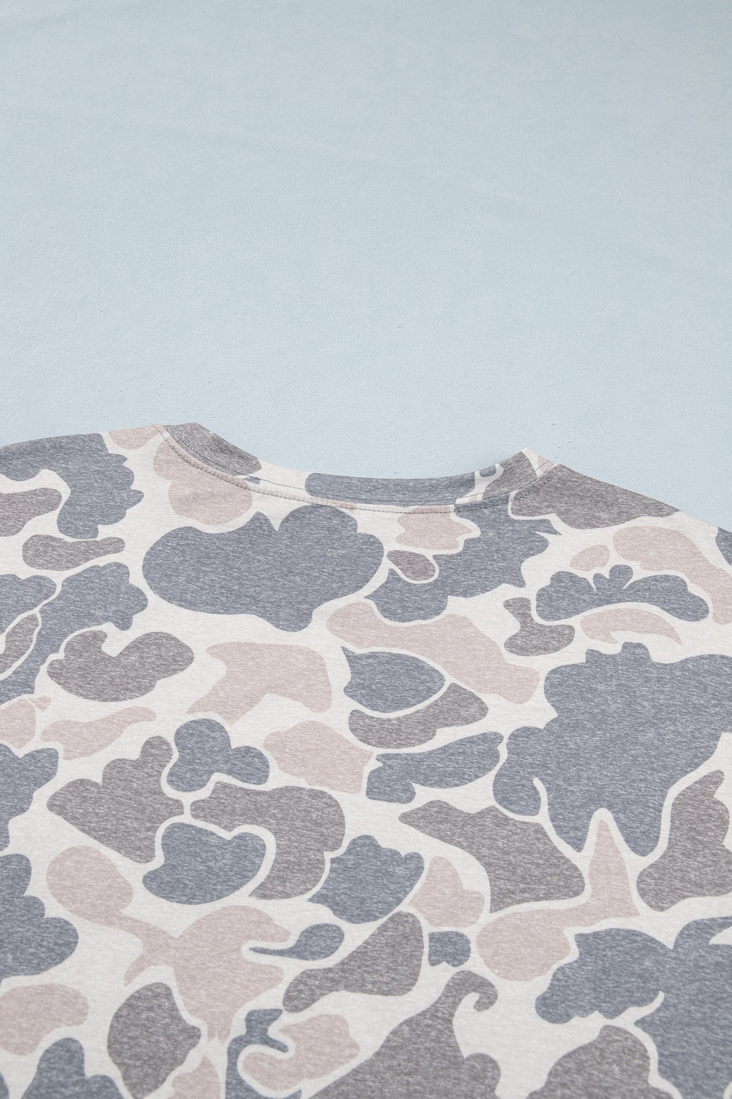 Camo Short Sleeve Drop Shoulder Side Slit Dress