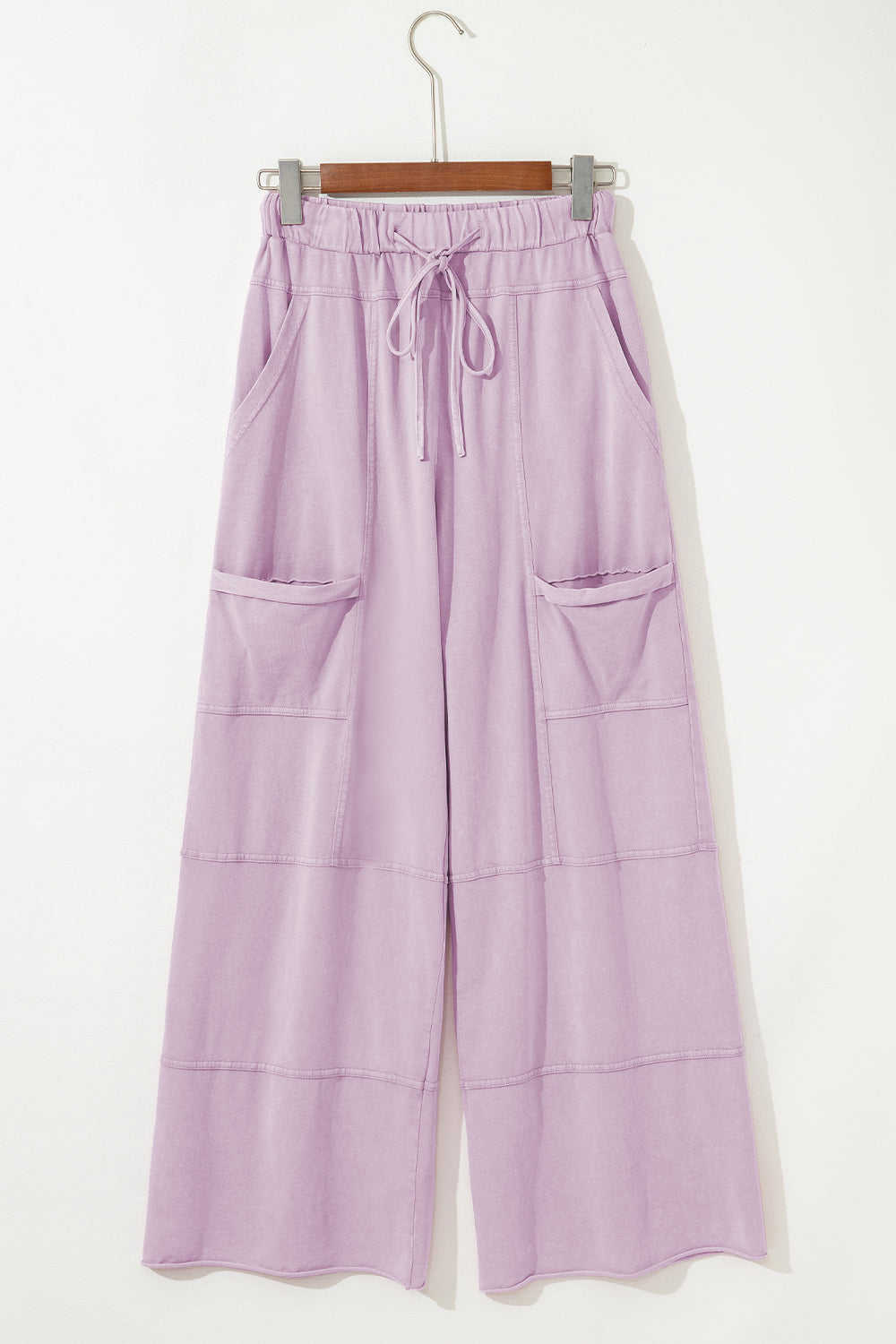 Mineral Wash Reverse Seam Drawstring Elastic Waist Pants