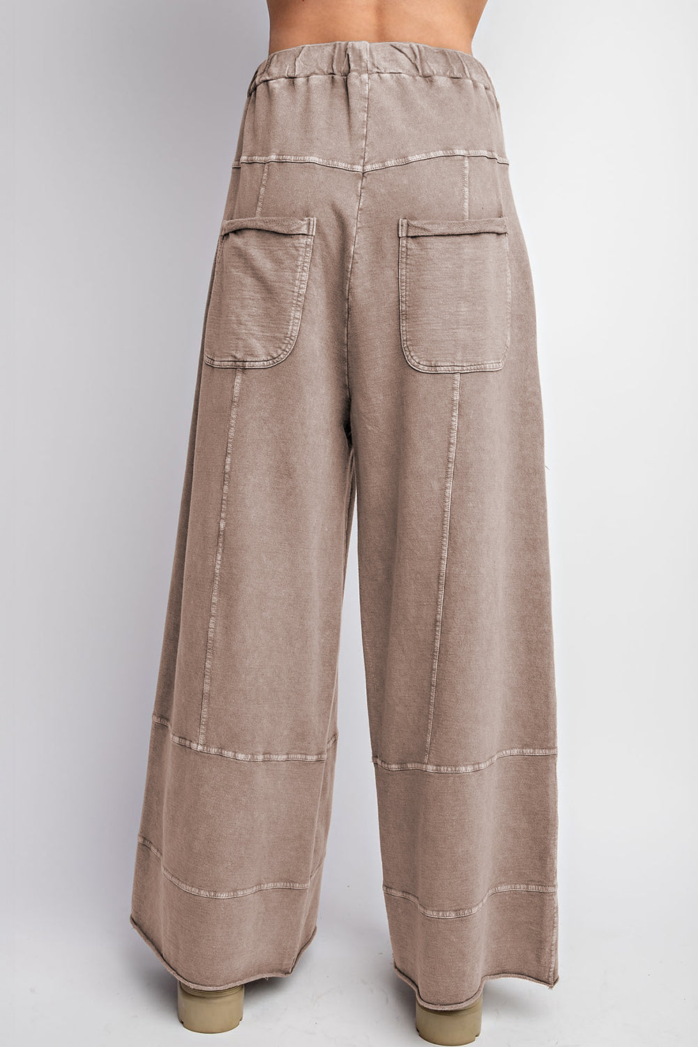 Mineral Wash Reverse Seam Drawstring Elastic Waist Pants