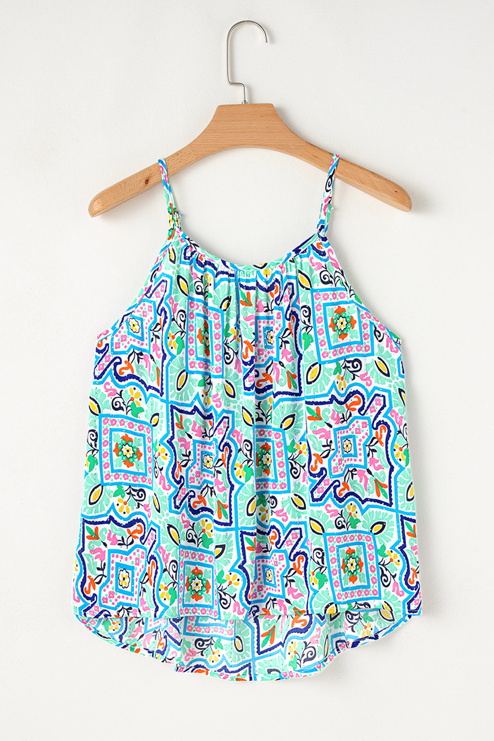 Floral Boho Rhinestone Spaghetti Strap Tank Top