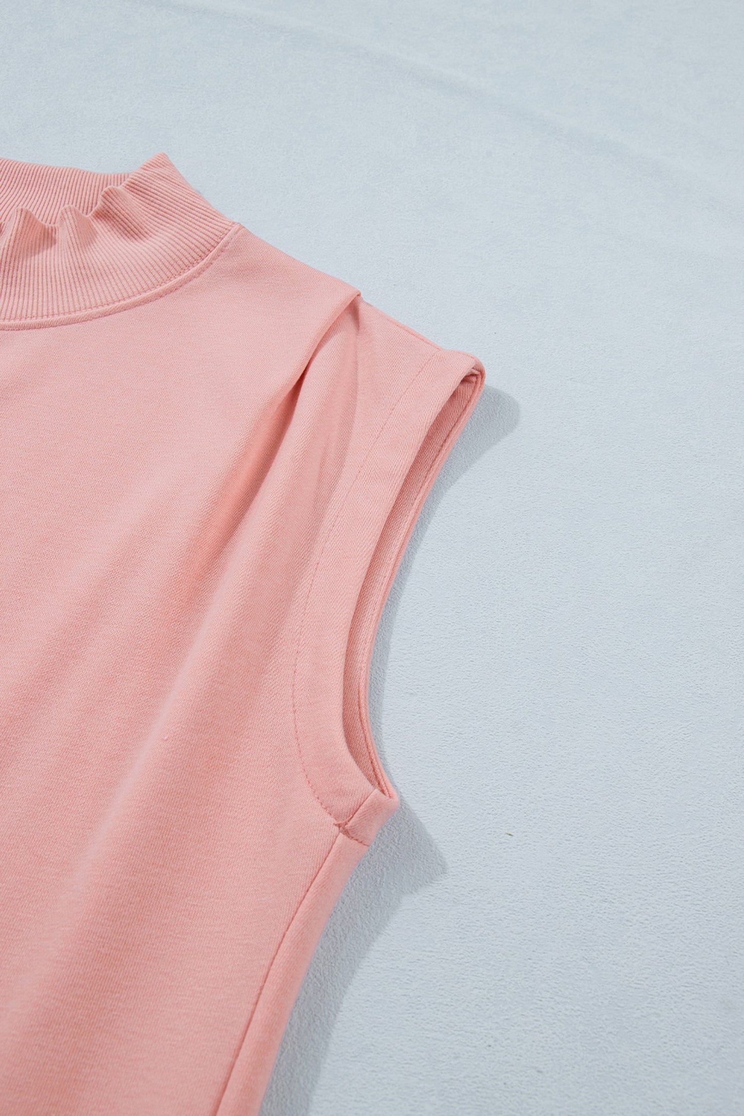 Solid Mock Neck Cap Sleeve Oversized Top