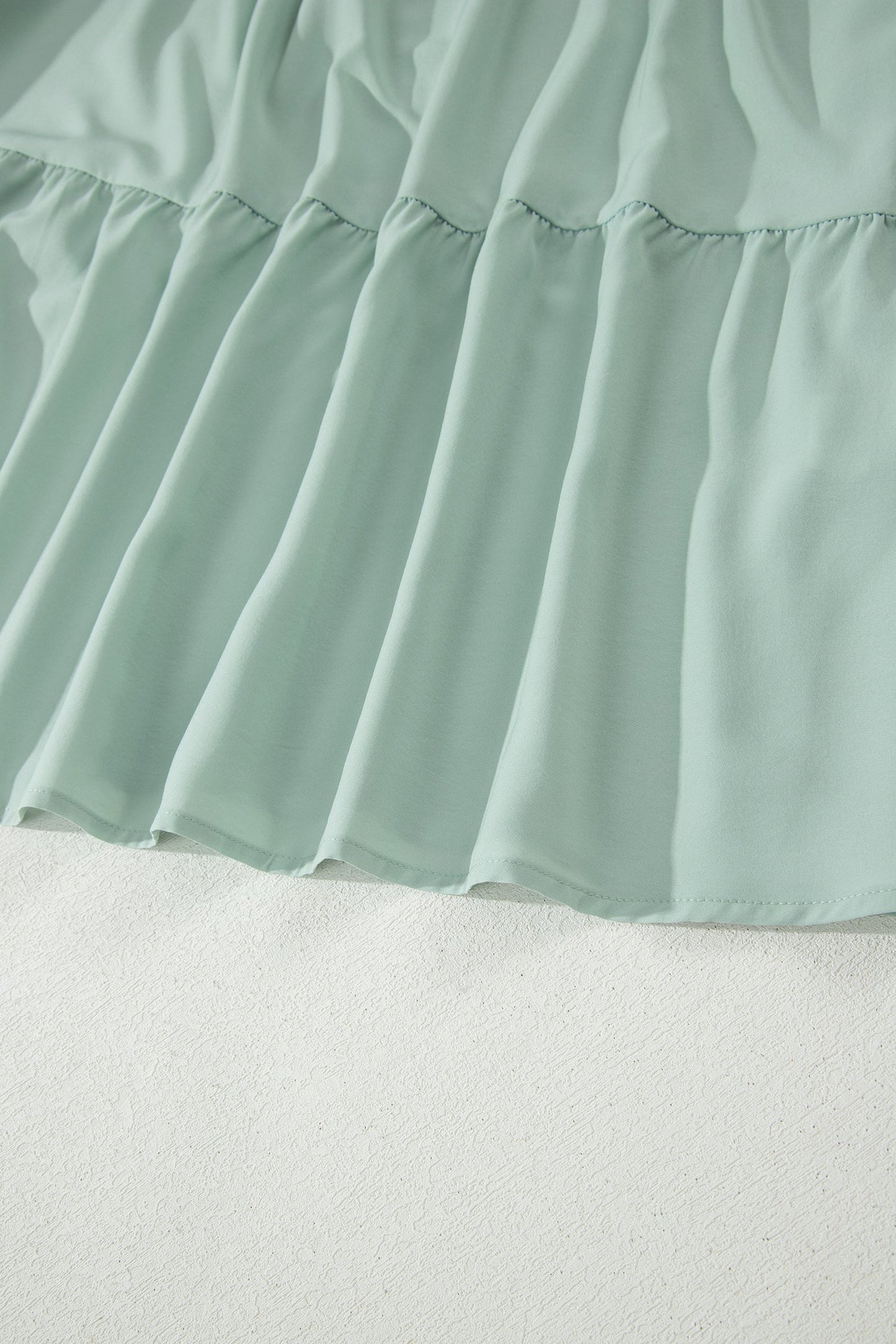 Solid V-Neck Short Puff Sleeve Tiered Maxi Dress