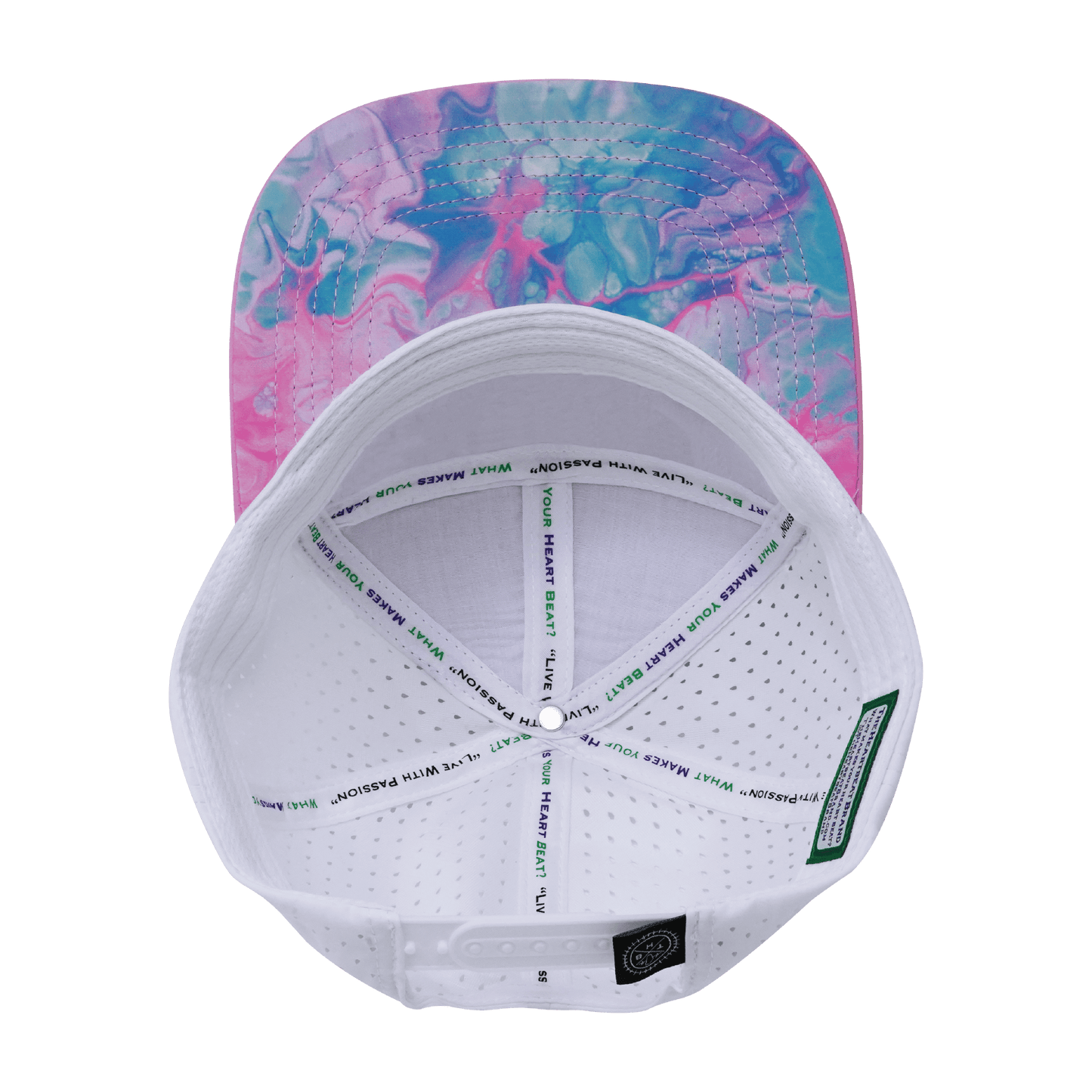 **ADULT** Color Vibes Hat - Flat Bill - Cotton Candy - Pink / Neon Blue / White - Laser Mesh