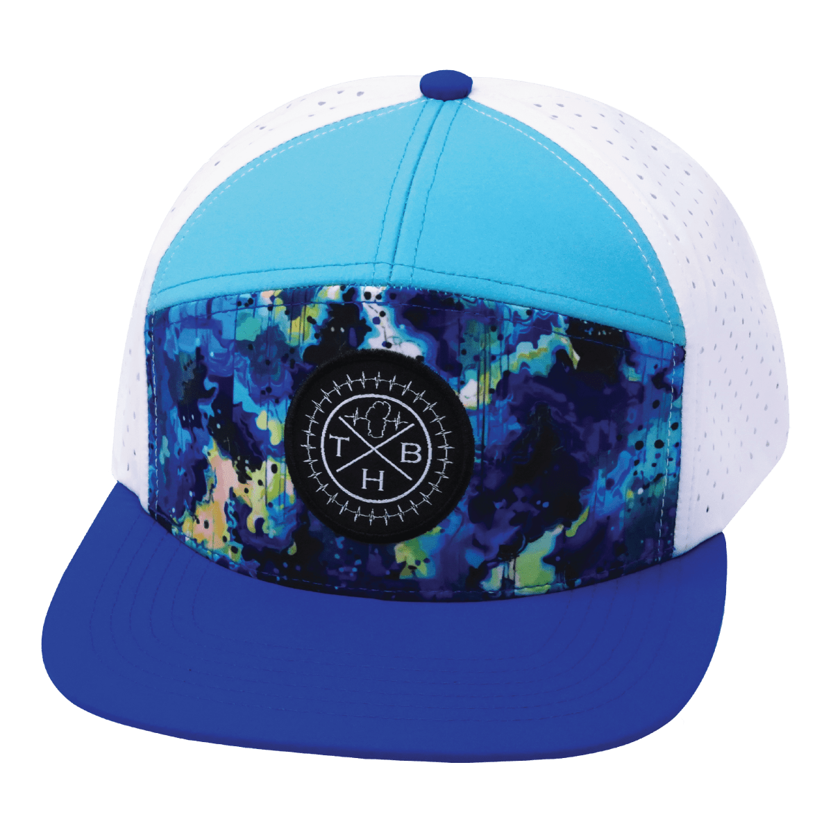 **YOUTH** Color Vibes Hat - Flat Bill - Starry Bright - Blue / Neon Green Blue / White - Laser Mesh