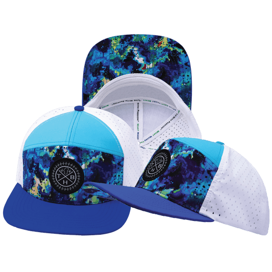 **YOUTH** Color Vibes Hat - Flat Bill - Starry Bright - Blue / Neon Green Blue / White - Laser Mesh